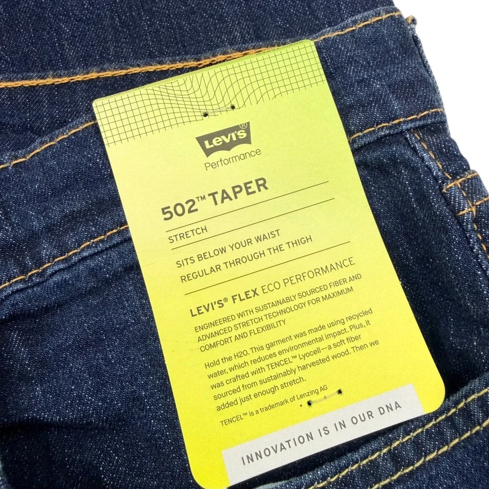 Levis 502 Taper Mens 54x32 Dark Wash Stretch Denim‎ Jeans 59684-0132 NWT